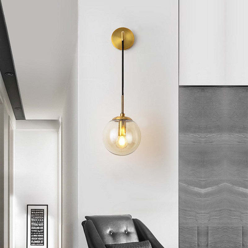 Valentina Moderne Single Hoofd LED Wandlampen Zwart Goud Metaal Glas Slaapkamer