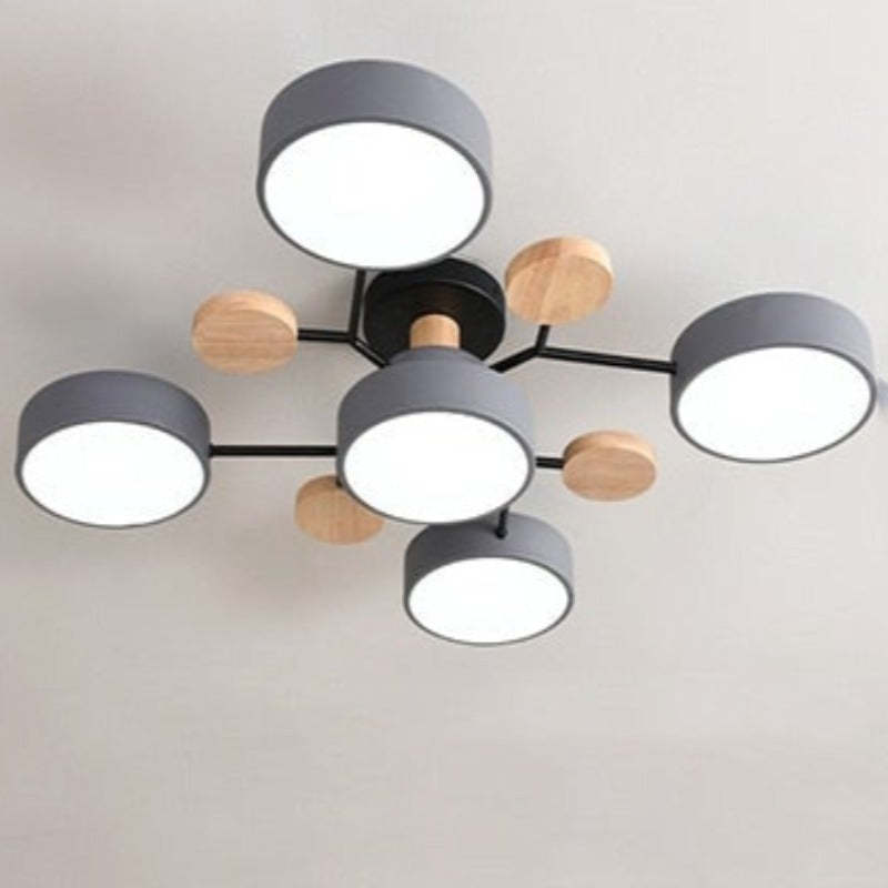Sienna Ronde Moderne LED Plafondlampen Wit Grijs Groen Hout Metaal