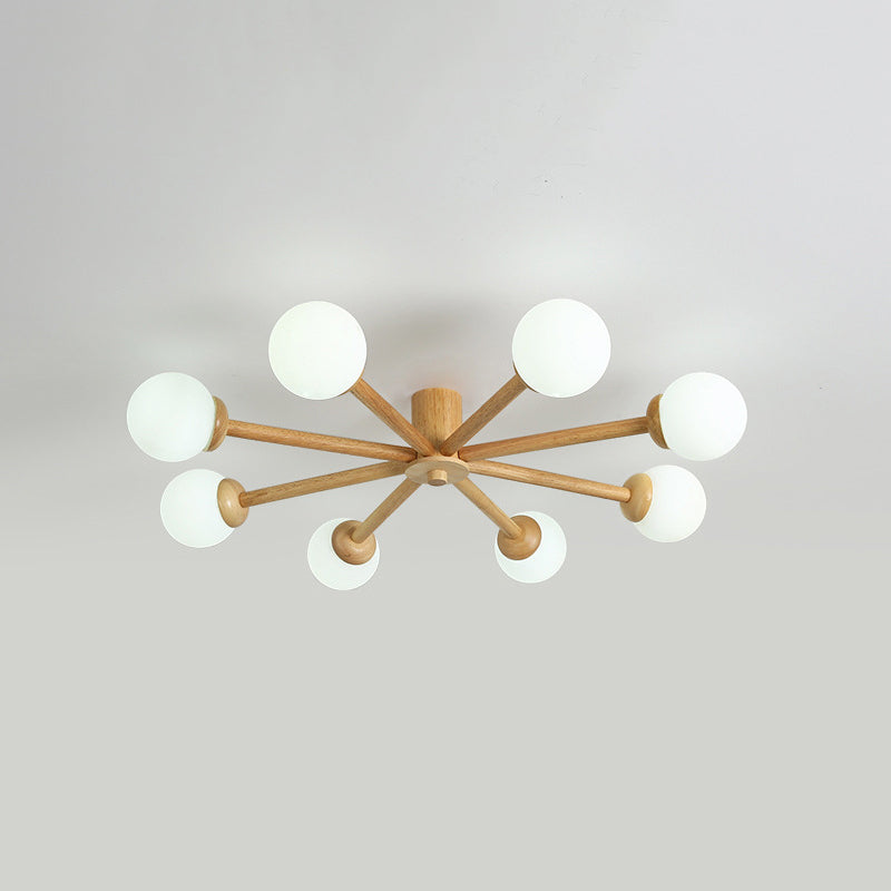 Ozawa Moderne Plafondlampen Hout Glas Woonkamer Slaapkamer Eetkamer