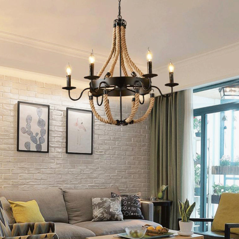 Epoch Industriële LED Hanglampen Metaal/Touw Zwart Woonkamer/Bar