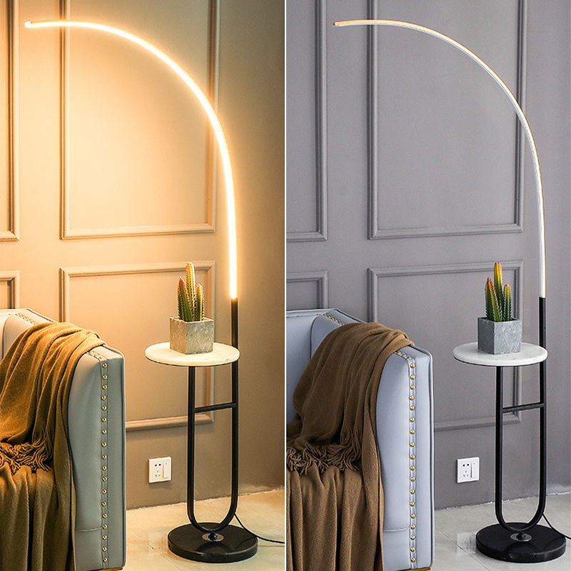 Edge Modern Nachtkastje Vloerlamp  Zwart Marmer/Acryl