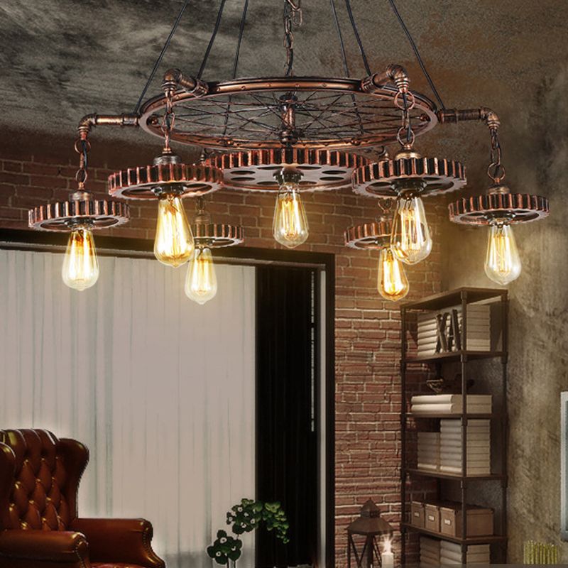 Alessio Industriële Metaal Tandwiel Ring Hanglamp Brons