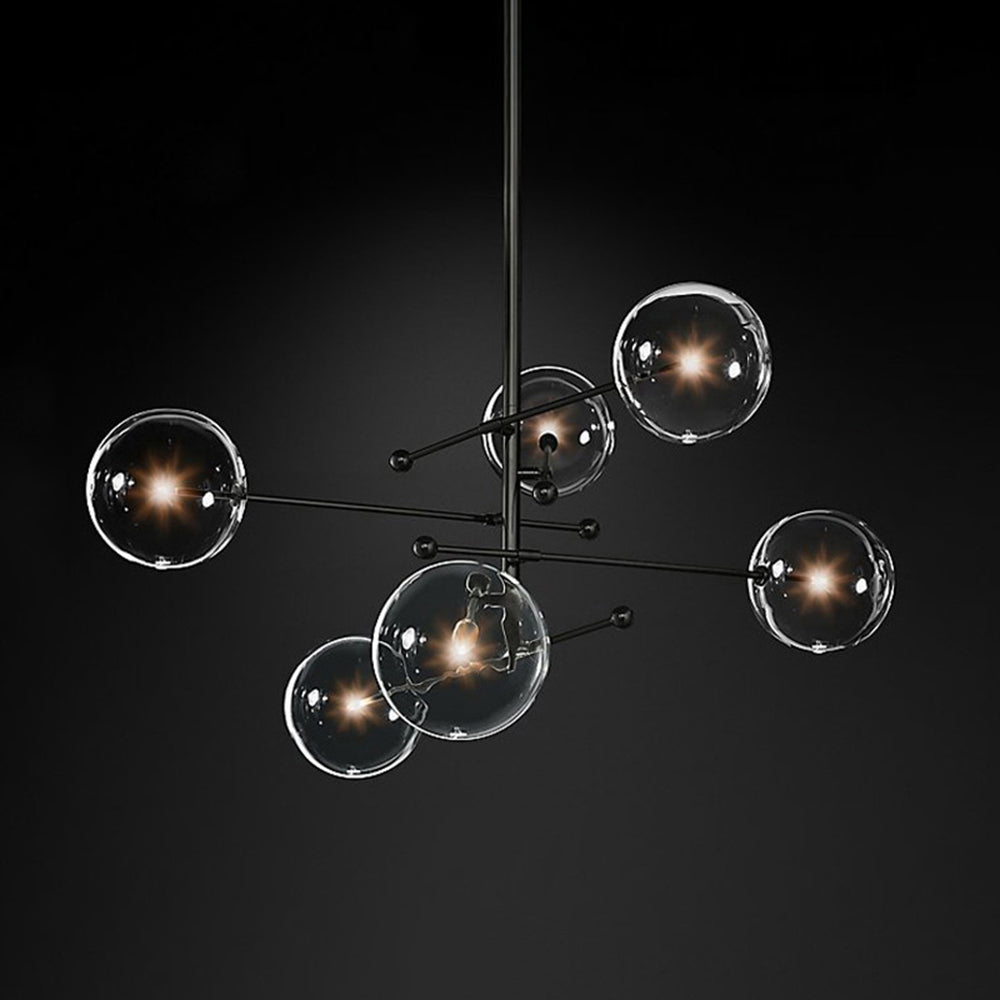 Valentina Retro Ronde LED Hanglamp Zwart Gouden Metaal Glas Slaapkamer