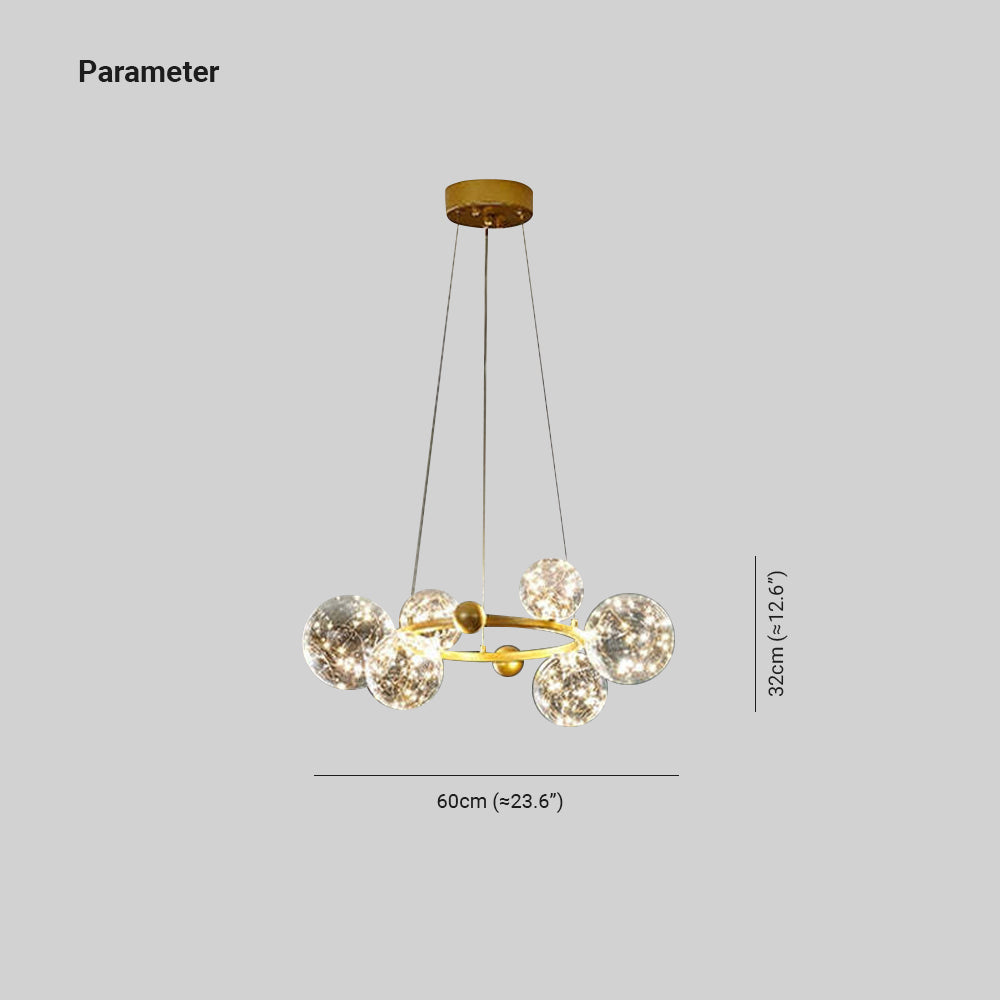 Valentina Modern Cirkel Round Metaal Glas Hanglampens Woonkamer Slaapkamer