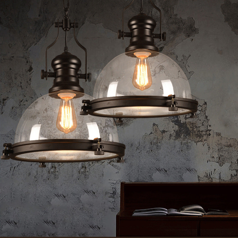 Alessio Design Retro Ronde LED Hanglampen Zwart Glas Metaal Eetkamer
