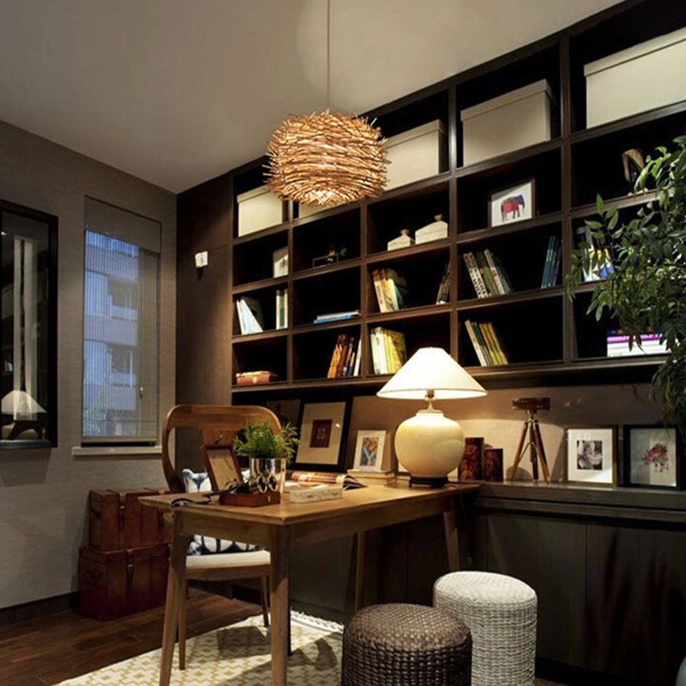 Ozawa Houten Vogelnest Rotan Hanglamp Bruin/Hout Woonkamer/Slaapkamer