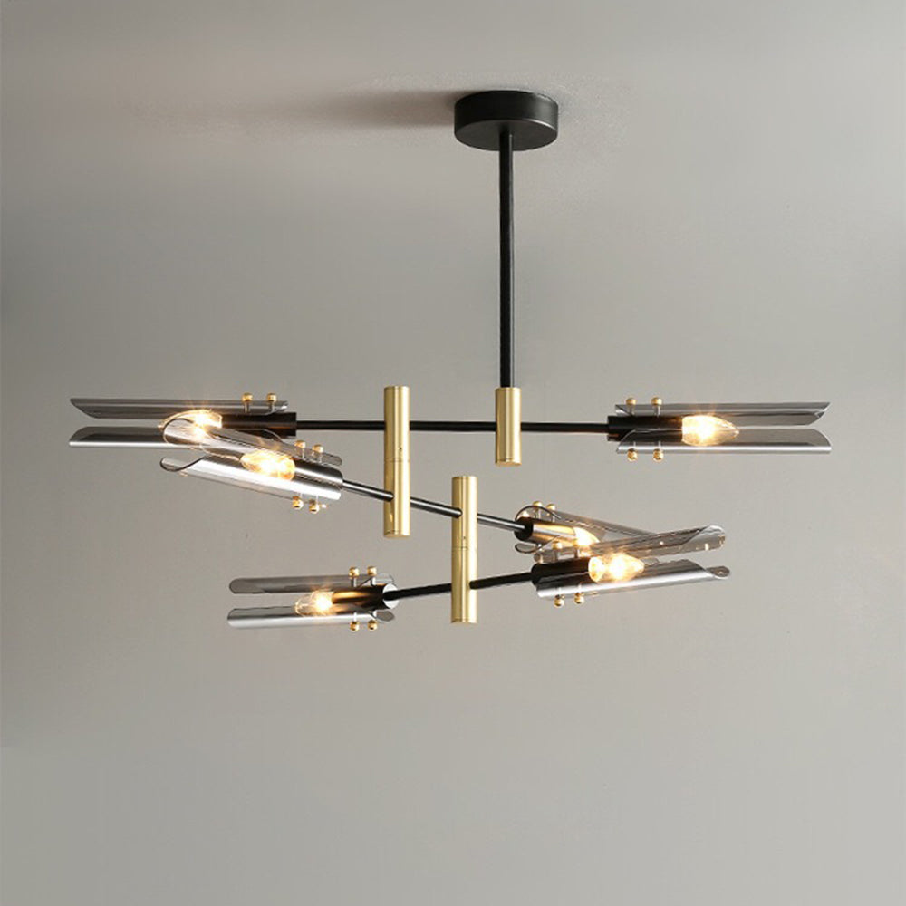 Sanna Moderne Plafondlamp Metaal/Glas Half-Inbouw Grijs/Amber Slaap/Eetkamer