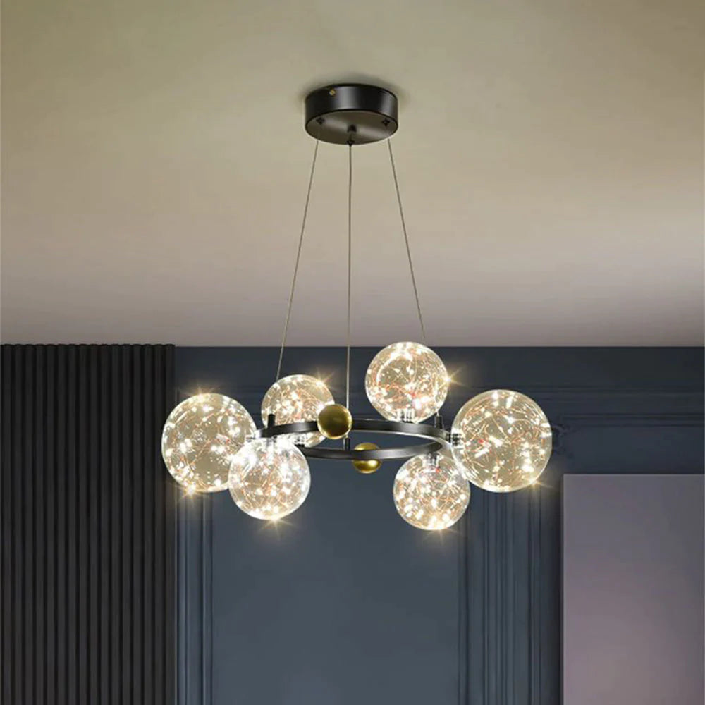 Valentina Modern Cirkel Round Metaal Glas Hanglampens Woonkamer Slaapkamer