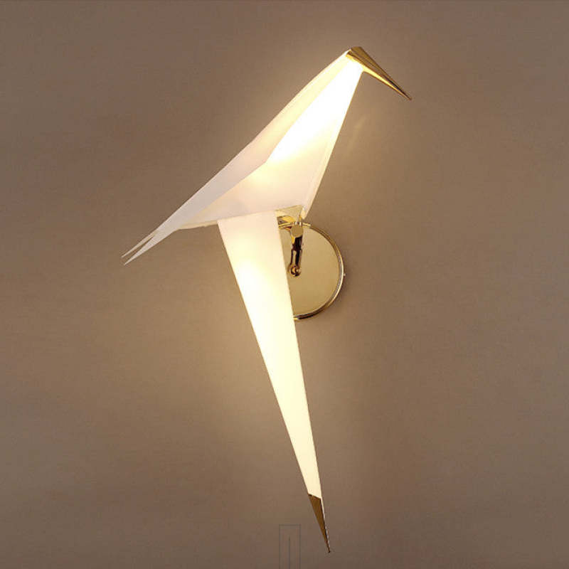 Clifford Art-Deco Vogel LED Wandlamp Wit Metaal/Acryl Slaapkamer