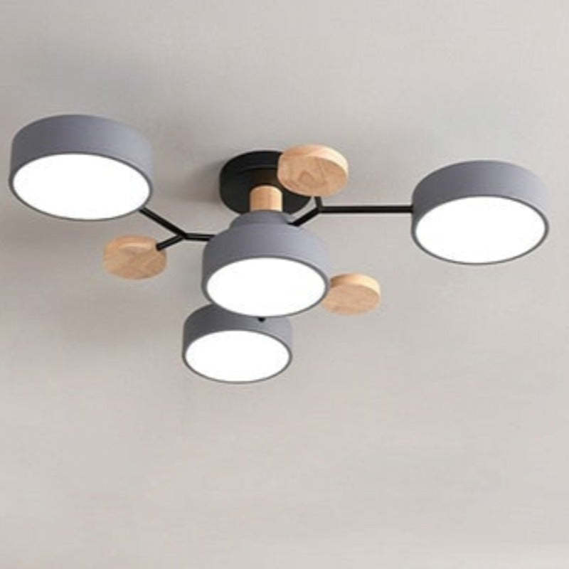 Sienna Ronde Moderne LED Plafondlampen Wit Grijs Groen Hout Metaal