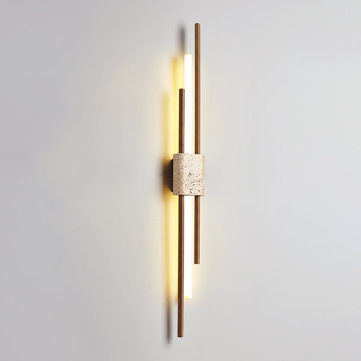 Eden Terra wandlamp in walnootkleur & geel travertin