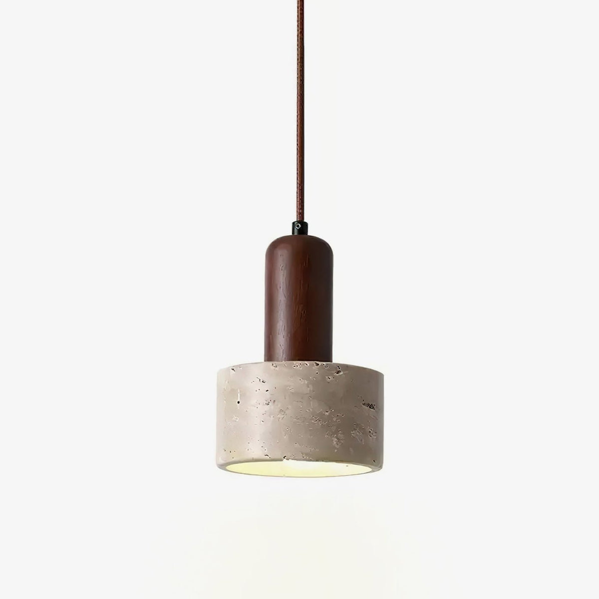 Jlynis hanglamp van geel travertin en walnoothout