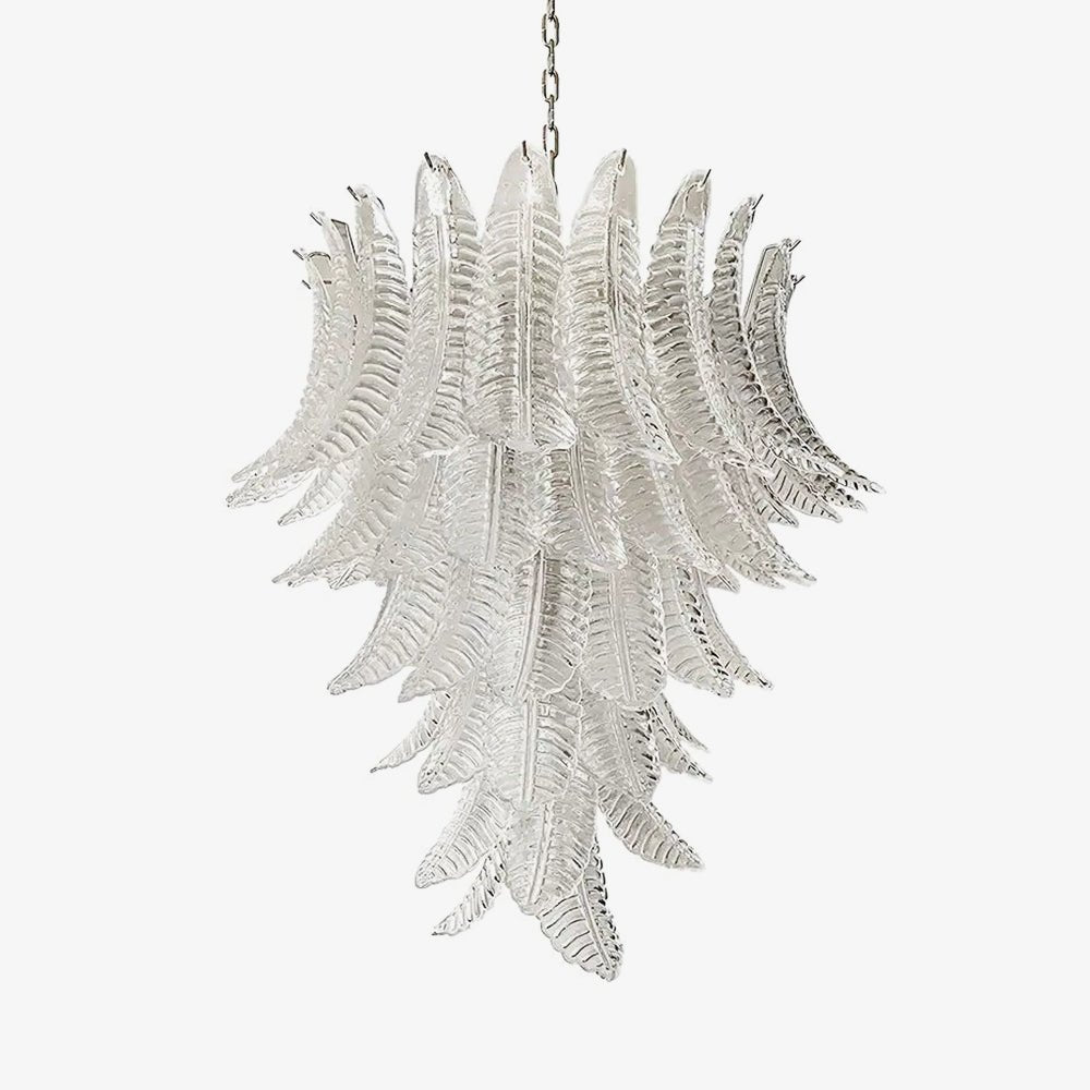 Eirineon kroonluchter van helder glas met bladvorm cascaderend elegant