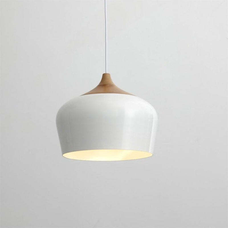 Nazifa Ronde LED Hanglampen Zwart Wit Metaal Hout Eetkamer Slaapkamer