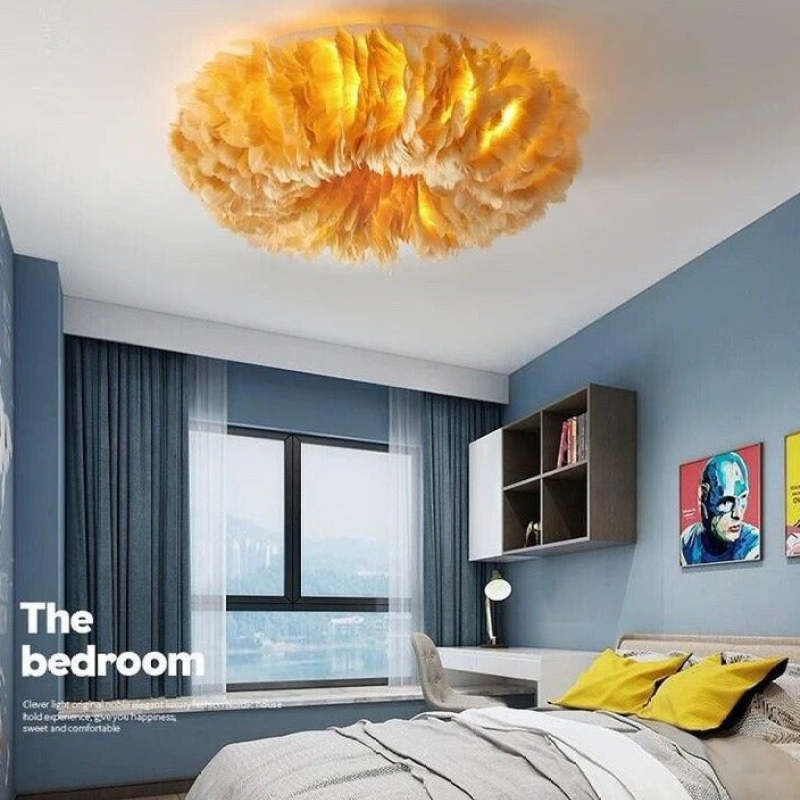 O'Moore Moderne LED Plafondlamp Wit/Geel/Roze Metaal/Vedder Hal/Bar