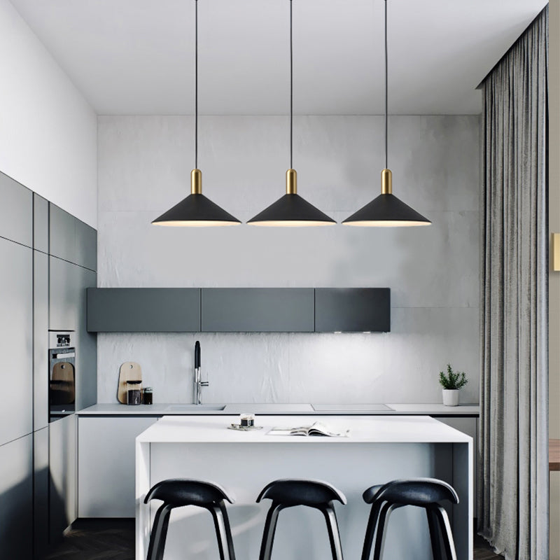 Carins Kegelvormig Design LED Hanglampen Zwart Wit Goud Metaal Eetkamer