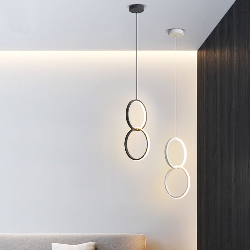 Nyla Moderne Rond LED Hanglampen Metaal/Acryl Zwart/Wit Woonkamer/Slaapkamer