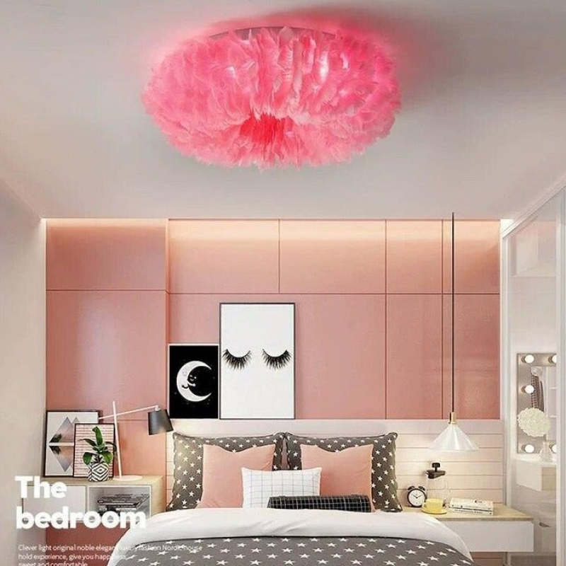 O'Moore Moderne LED Plafondlamp Wit/Geel/Roze Metaal/Vedder Hal/Bar