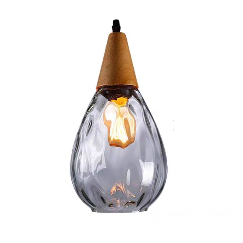 Avi Vintage Teardrop Hanglamp, Bar/Kitcheneiland, Glas/Hout