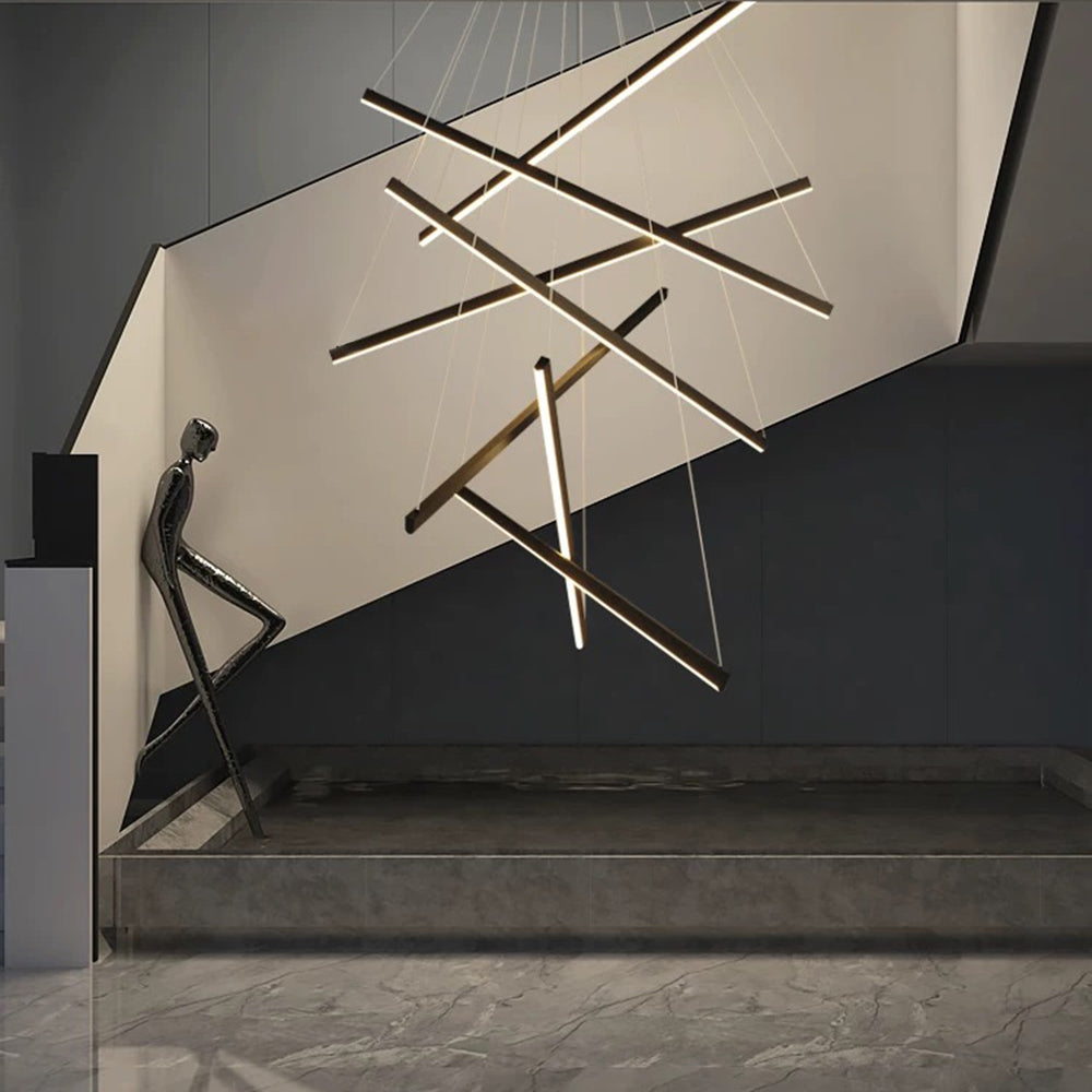 Edge Moderne Minimalistische Lineaire Hanglamp Zwart Metaal Woonkamer