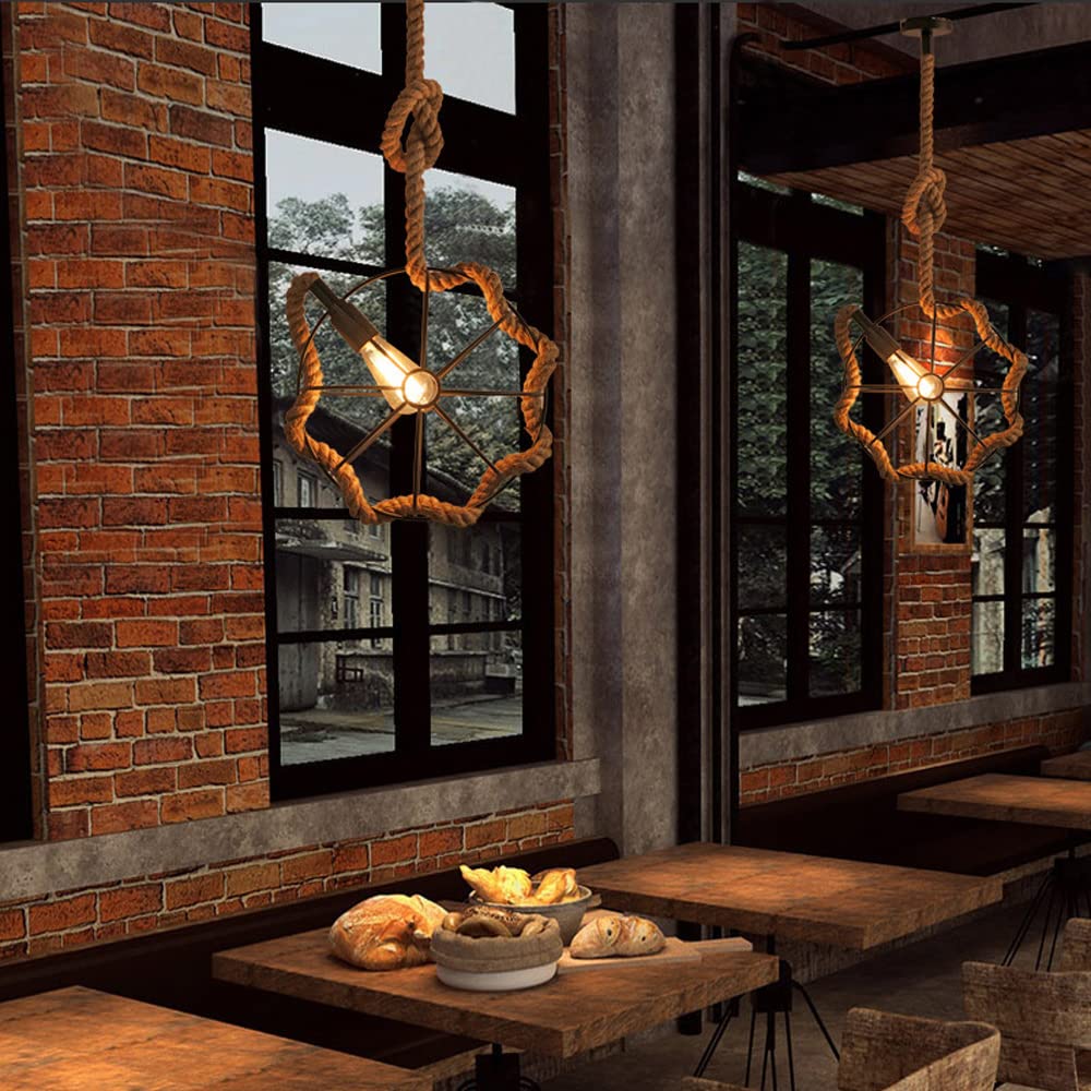 Epoch Retro LED Hanglampen Zwart Metaal/Touw Bar/Woonkamer