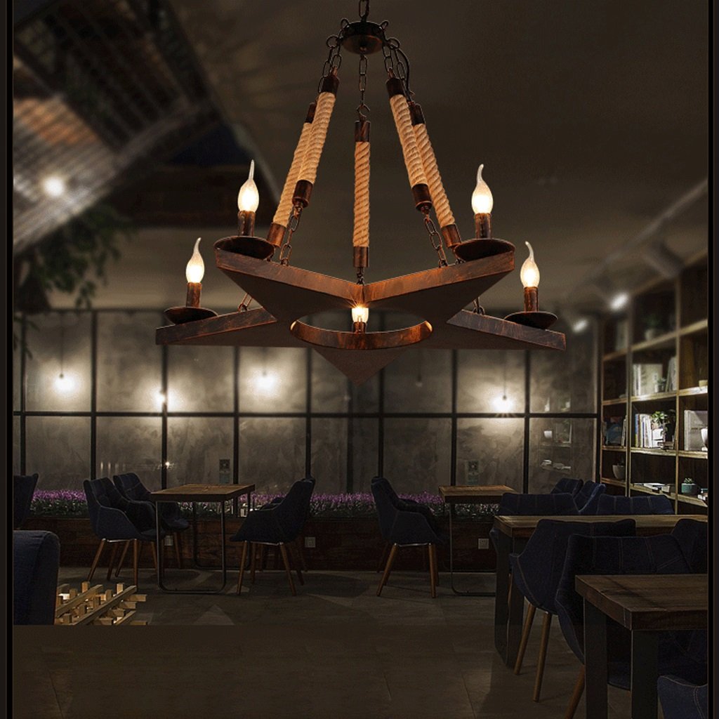 Epoch Retro Pentagram Kroonluchters Roest Metaal/touw Café/Restaurant