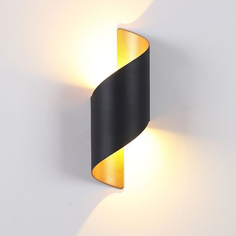 Orr Binnen Waterbestendig Metaal Spiraal Led Wandlampen Zwart Goud Tuin