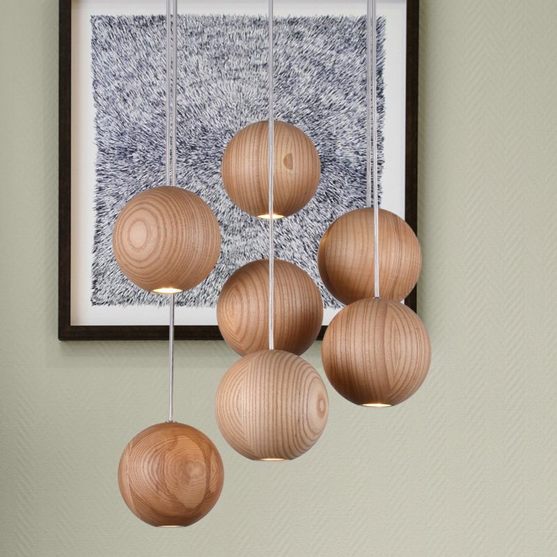 Ozawa Moderne Design Globe LED Hanglamp Hout Woonkamer Keuken