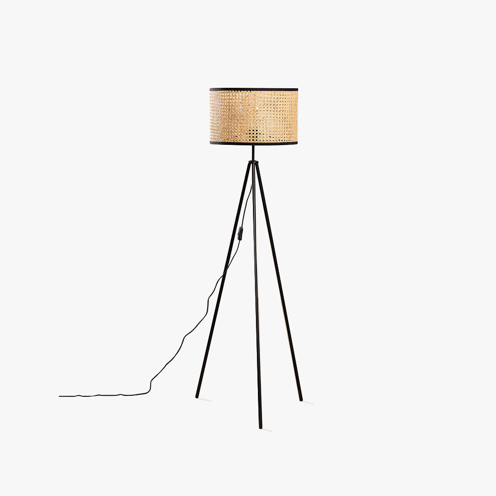Ritta Design Ronde LED Vloerlamp Zwart Metaal Rotan Slaapkamer