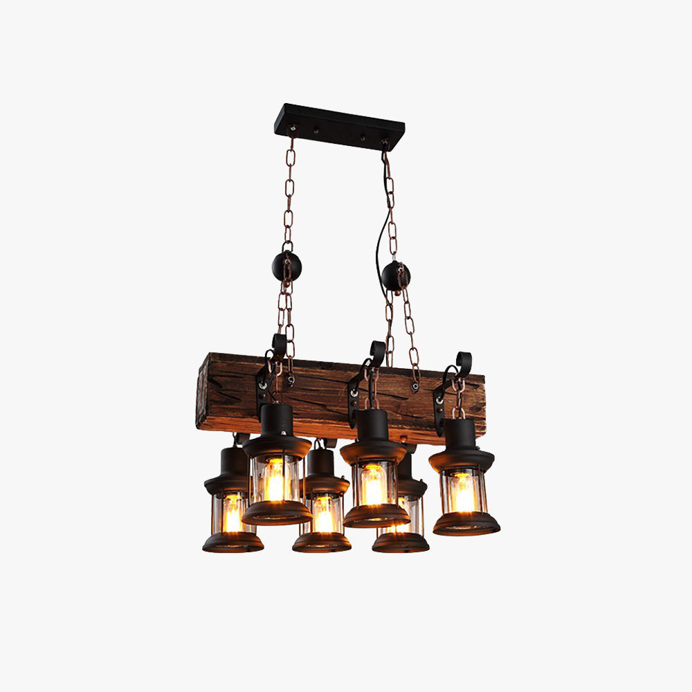 Austin Retro Rectangular Metal/Wood Lantern Pendant Light