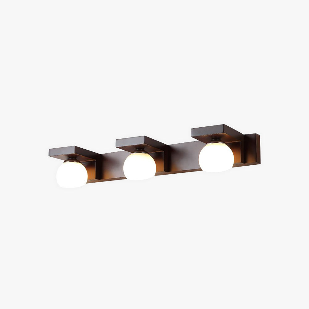 Ozawa Vintage Design LED Spiegel Front Wastafel Wandlamp Hout/Glas Bruin Eetkamer/Woonkamer