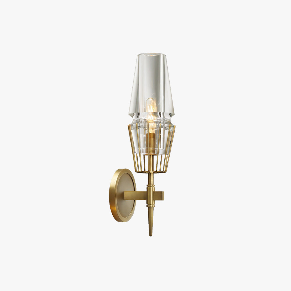 Blair Vintage Lantaarn Metaal/Glazen Wandlamp Goud Slaapkamer/Woonkamer/Eetkamer