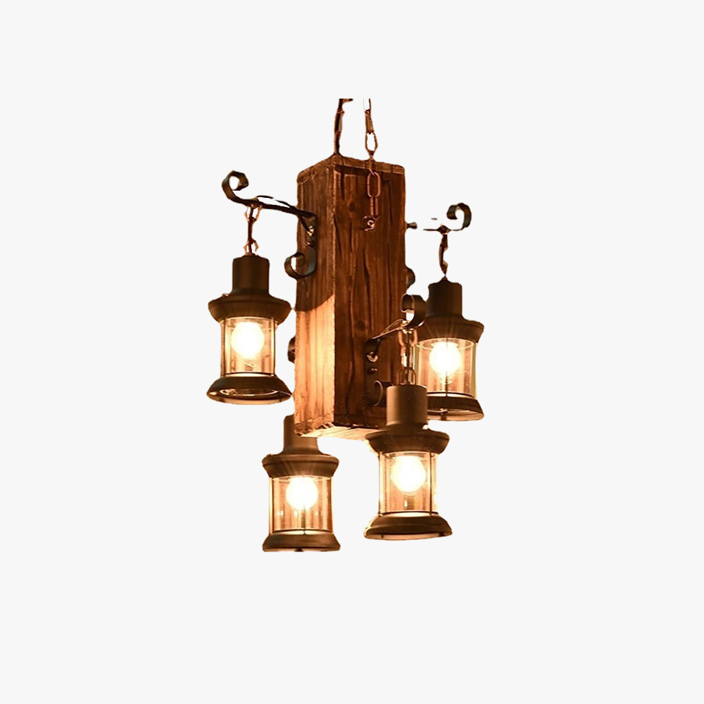 Austin Vintage Rechthoekige Hanglamp,  Metal/Houten Eetk/Woonkamer