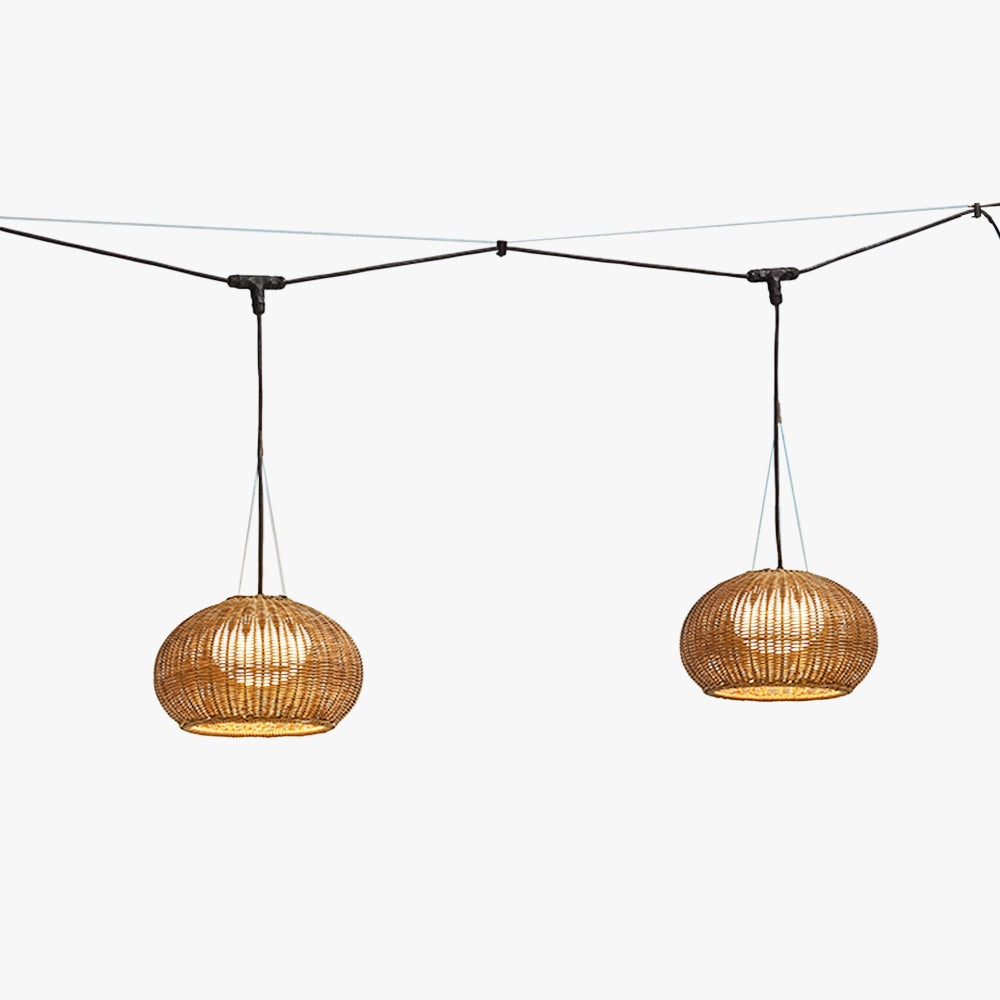 Ritta Retro Lantern Goud Hanglamp Rotan Bamboe/Acryl Slaapkamer