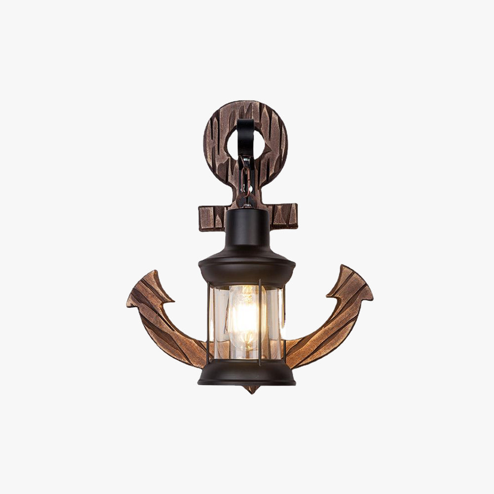 Austin Anchor Lantern Wall Lamp, Vintage/Antique, Wood, Bedroom
