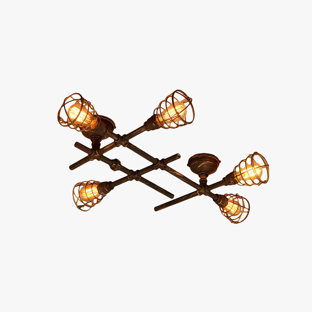 Alessio Industriële Design Multi-inbouw Plafondlamp Woonk/Eetkamer Messing