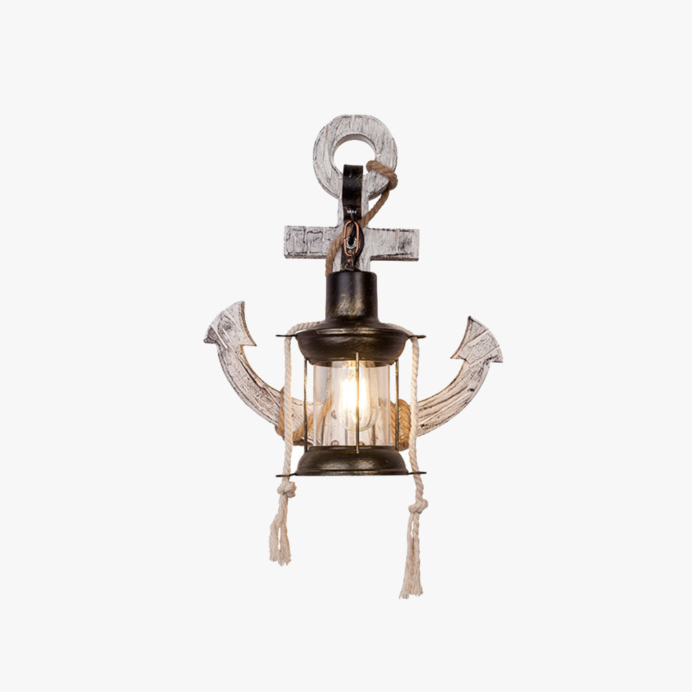 Austin Anchor Lantern Wall Lamp, Vintage/Antique, Wood, Bedroom