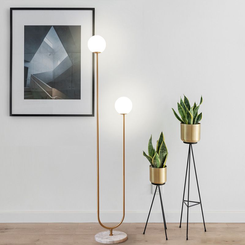 Valentina Moderne U-vormige Vloerlamp Metaal/Glas Goud Slaapkamer/Woonkamer
