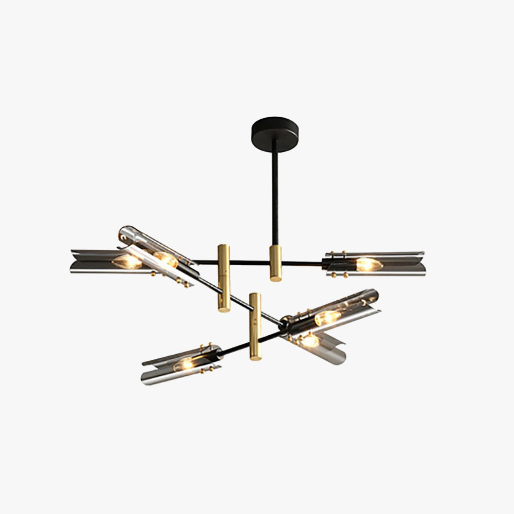 Sanna Moderne Plafondlamp Metaal/Glas Half-Inbouw Grijs/Amber Slaap/Eetkamer