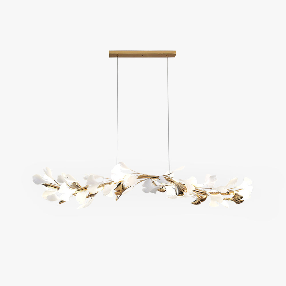 Olivia Design Ginkgoblad LED Hanglamp Goud/Wit Metaal/Keramisch Slaap/Eet/Woonkamer