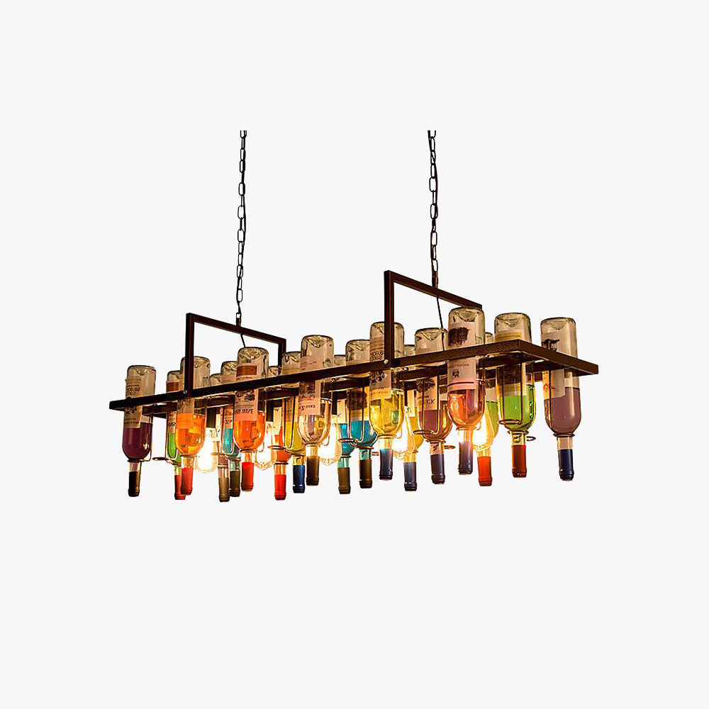 Hailie Art-Deco Wijnfles Glas Hanglamp Roest