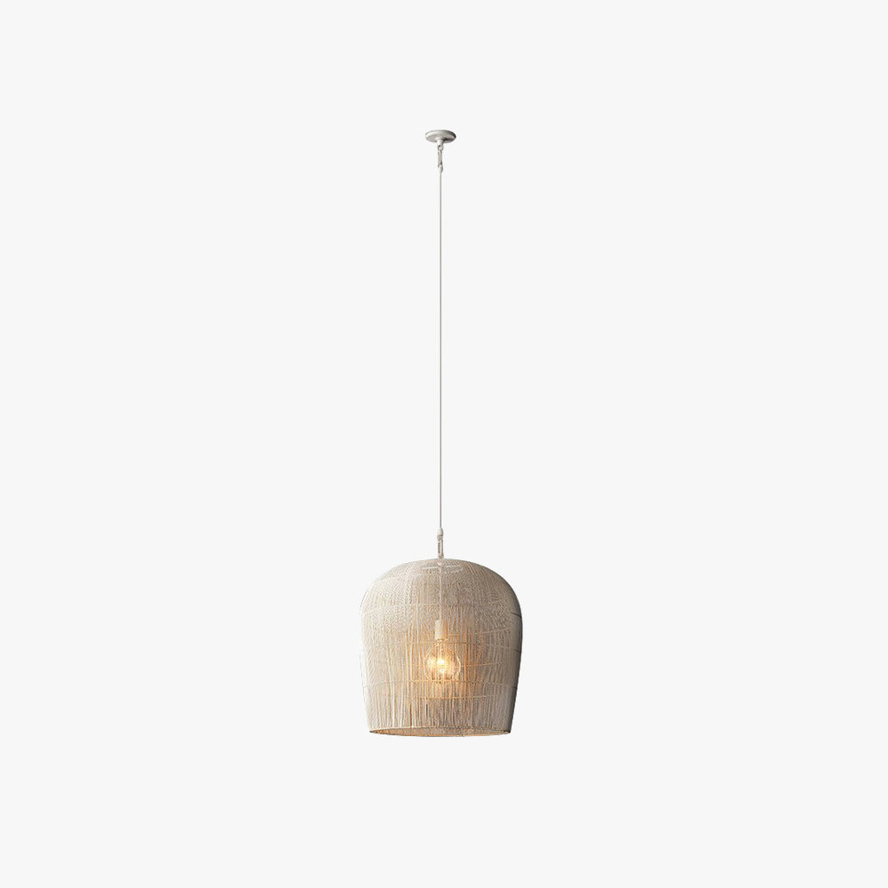 Ritta Ronde LED Hanglamp Zwart Wit Metaal Rotan Eetkamer Slaapkamer