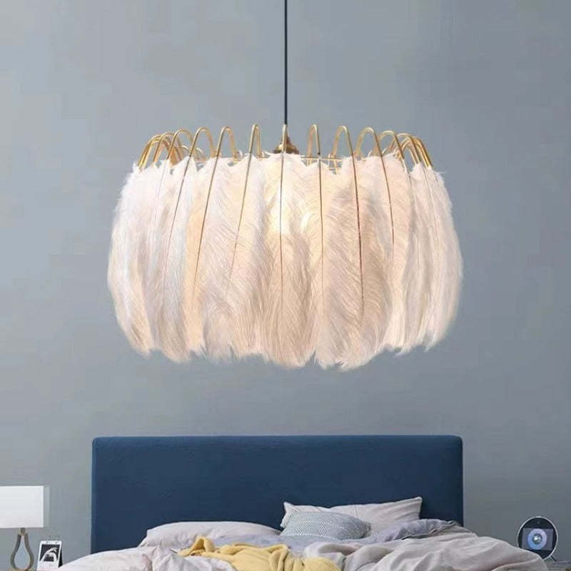 O'Moore Moderne Crown Shaped Hanglampen Zwart/Wit Metaal Veren Slaapkamer
