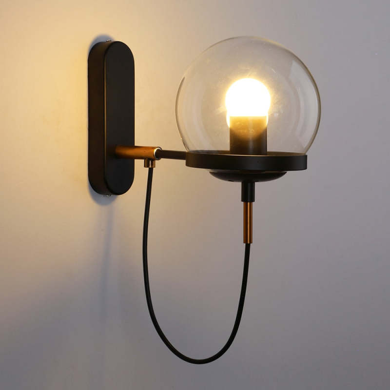 Alessio Retro Rustieke Glazen Design Wandlamp Zwart/Brons Woonk/Eetkamer