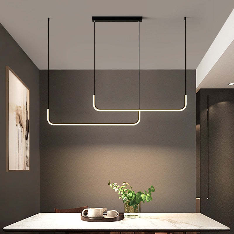 Edge Design Lijn LED Hanglamp Zwart/Goud Metaal/Silicone Slaap/Eet/Woonkamer