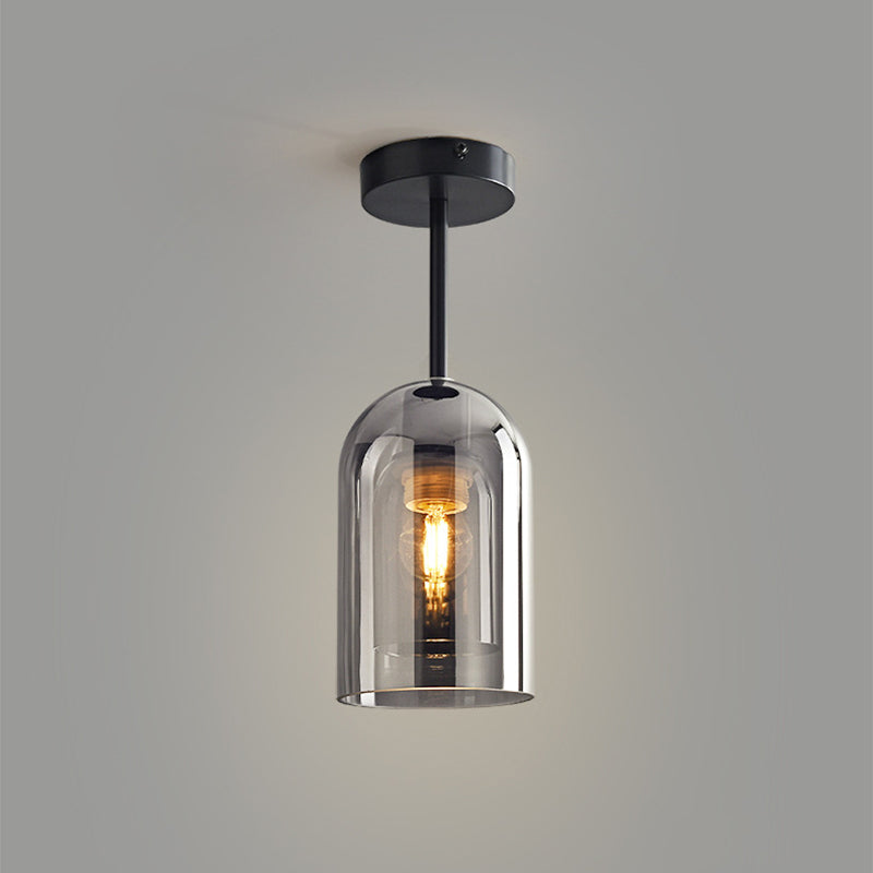 Sanna Vintage LED Plafondlamp Rookgrijs Cognac Metaal Glas Slaapkamer Woonkamer