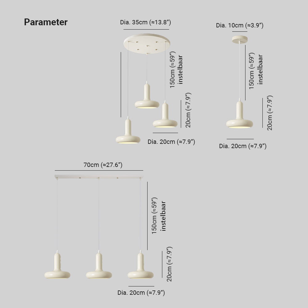 Cairns Modern Retro LED Hanglampen Wit Metaal Slaapkamer Eetkamer