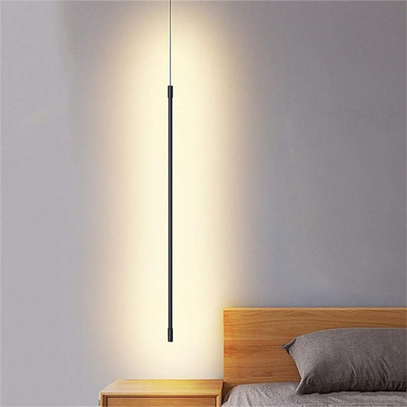 Edge Moderne Minimalistische Lineaire Hanglampen Zwart Metaal Woonkamer Slaapkamer
