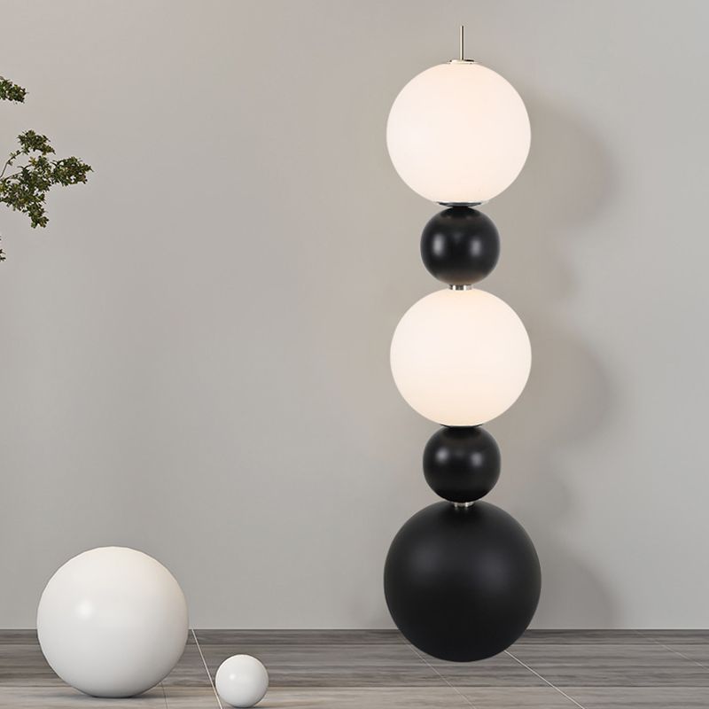 Valentina Moderne Design LED Balvormige Vloerlamp Hars/Glas Zwart/Wit Eetkamer/Woonkamer/Kelder/Hal