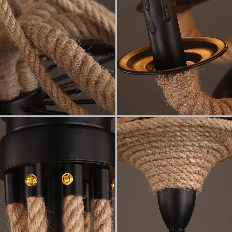 Epoch Antieke LED Hanglampen Zwart Metaal/Touw Bar